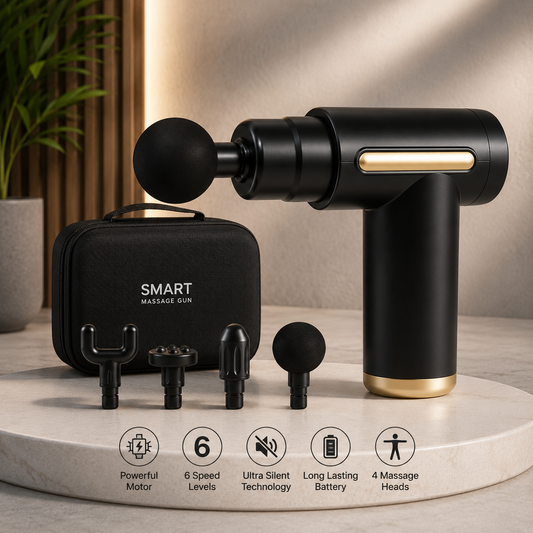 Portable Smart Massage Gun with 4 Massage Heads for Deep Tissue Muscle Recovery