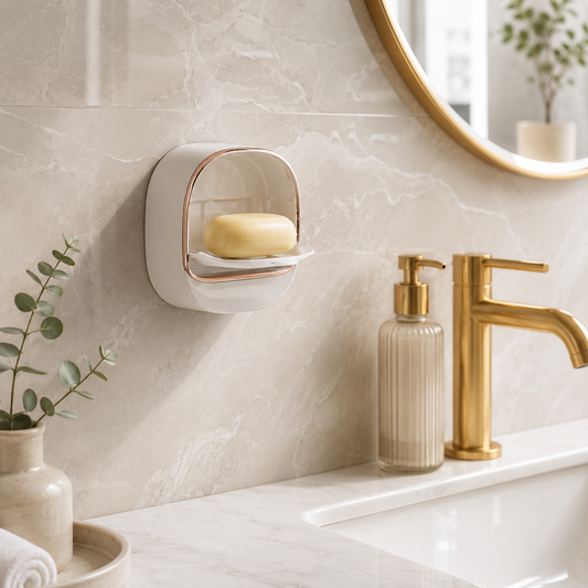 Wall-Mounted Punch-Free Draining Soap Holder – Luxury Soap Box