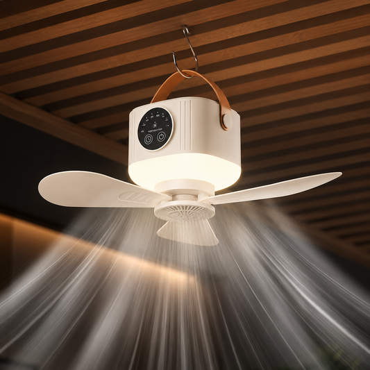 USB Rechargeable Portable Ceiling Fan with Night Light & 8-Hour Timer