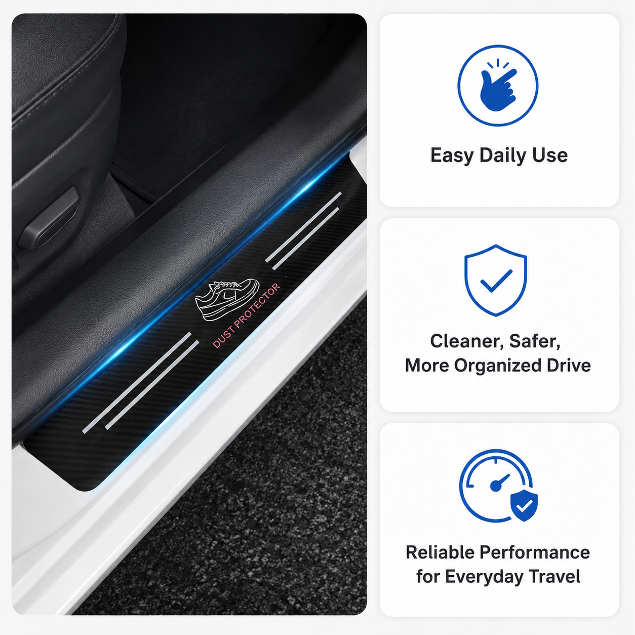 Set of 4 Carbon Fiber Car Door Sill Protector Stickers – Scratch-Resistant