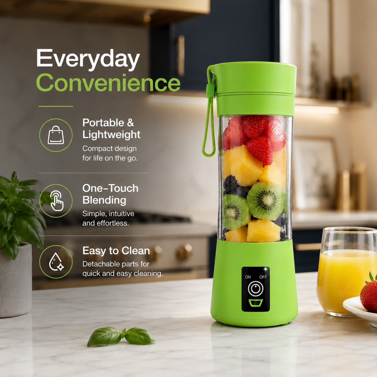 Portable 6-Blade Mini Juicer Blender โ 380ml Rechargeable Juicing Cup