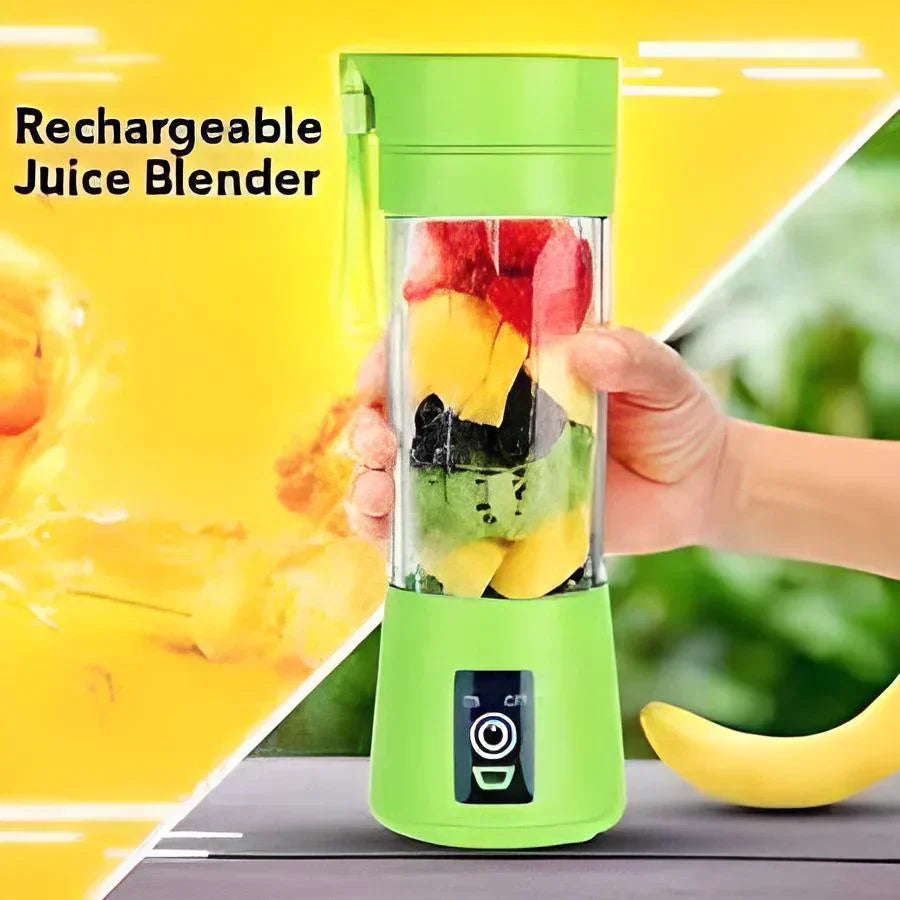 AVIOX portable rechargeable juice blender filled with fresh fruit pieces.