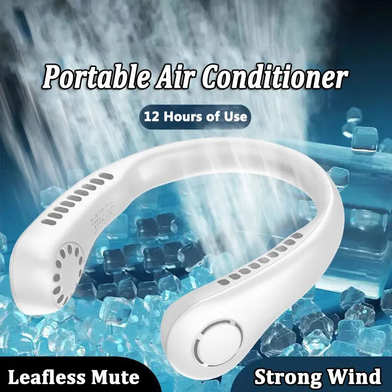AVIOX mini neck bladeless rechargeable cooling fan with portable air conditioner effect
