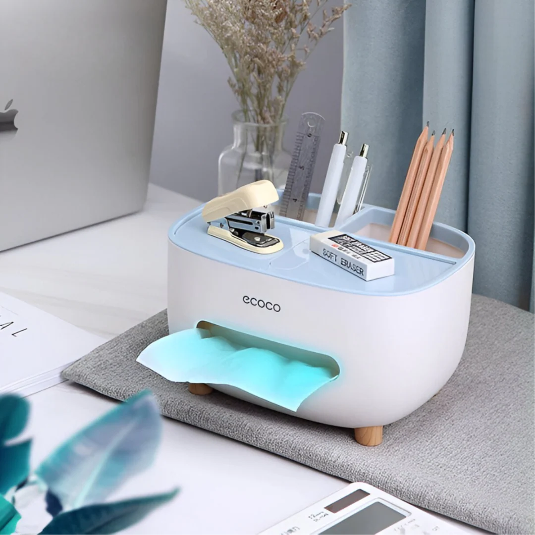 AVIOX luxury multi-functional tissue box and desk organizer with stationery