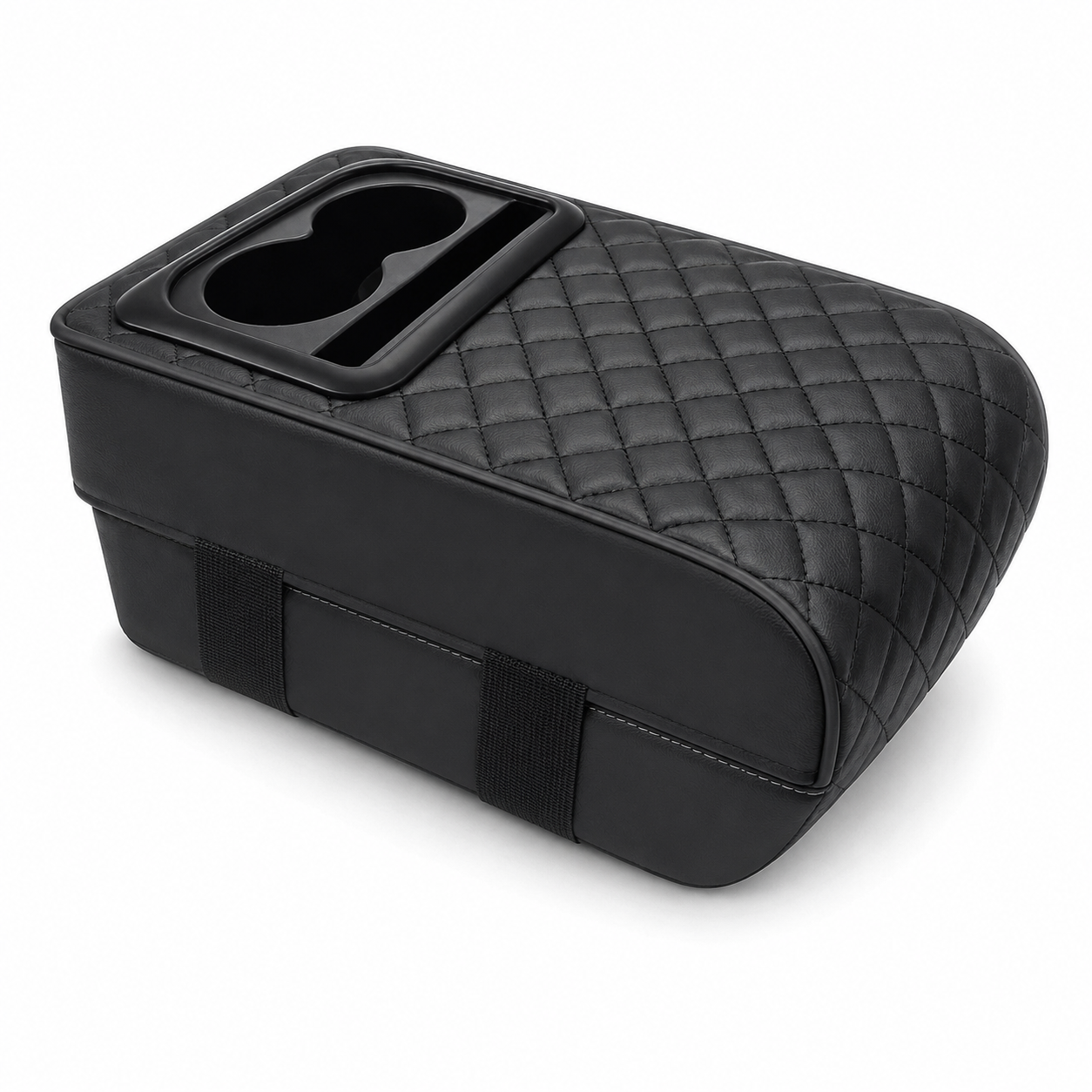 Universal PU Leather Car Armrest Cushion with Cup Holder & Storage Box