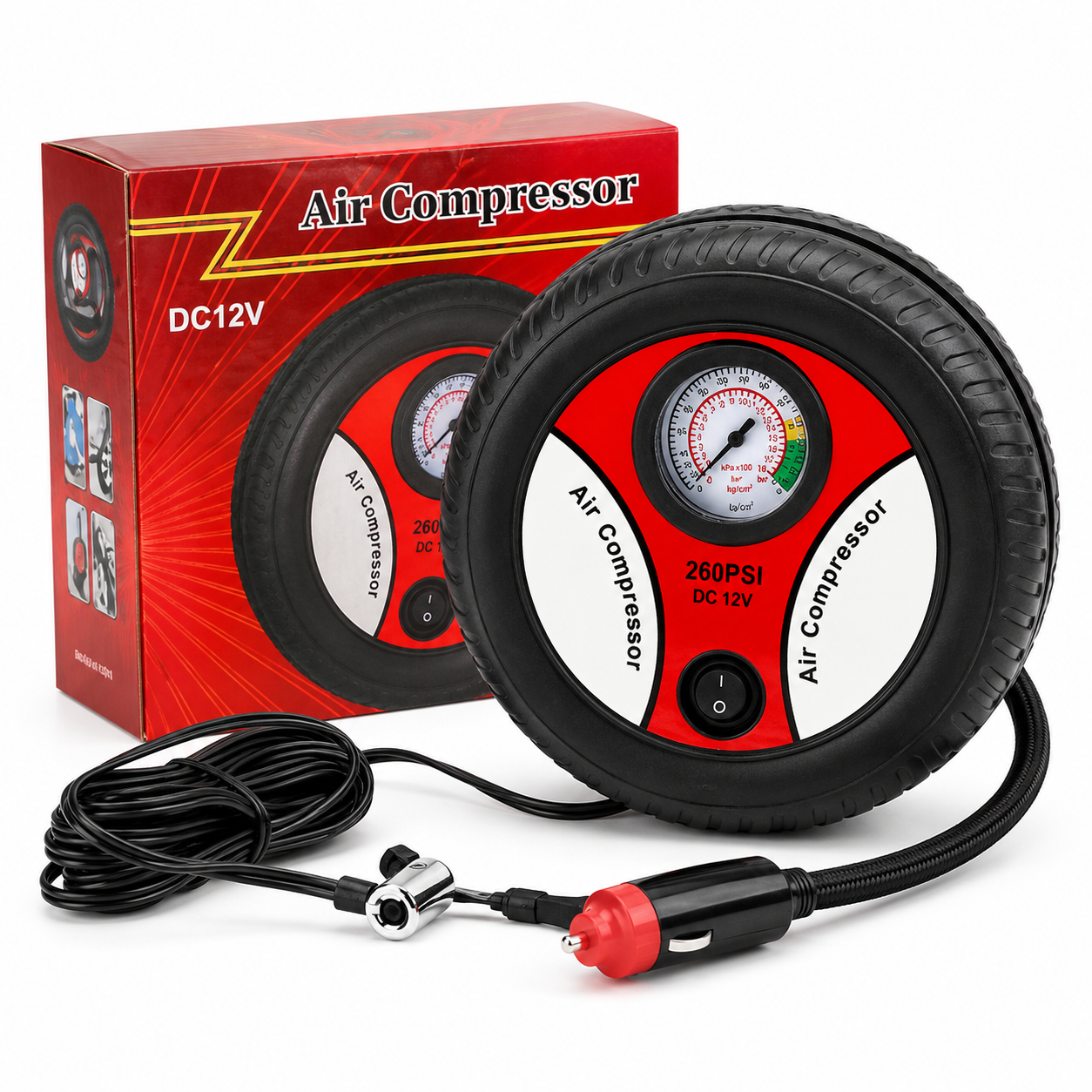 260 PSI Portable 12V Car Air Pump & Electric Tyre Inflator
