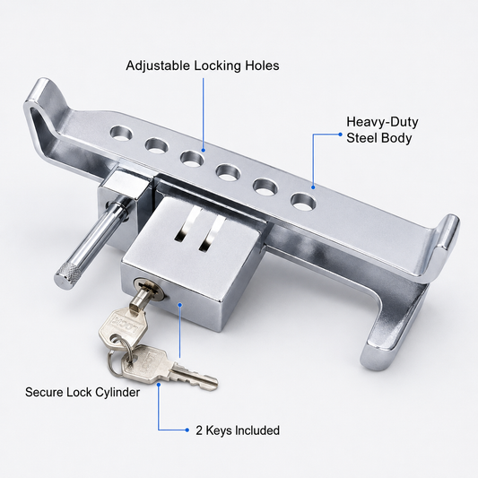 Stainless Steel Anti-Theft Brake & Clutch Pedal Lock for Cars