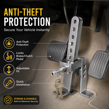 Stainless Steel Anti-Theft Brake & Clutch Pedal Lock for Cars