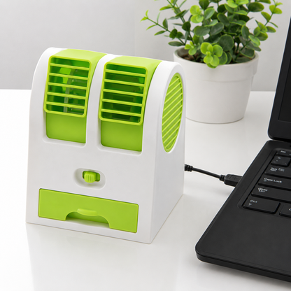 Portable Mini AC Air Cooler with Dual Blower & Ice Tray