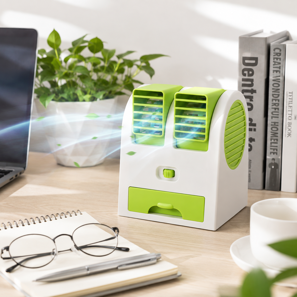 Portable Mini AC Air Cooler with Dual Blower & Ice Tray