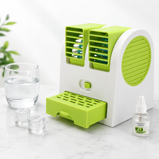 Portable Mini AC Air Cooler with Dual Blower & Ice Tray