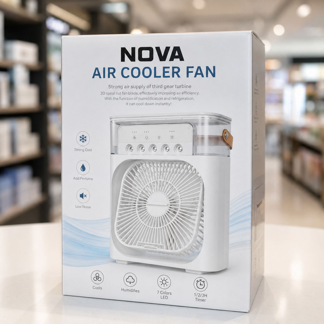 Next Nova 10-Inch Portable Air Cooler Fan with Humidifier & 7-Color LED