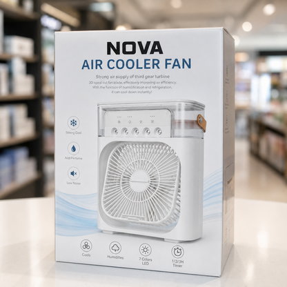 Next Nova 10-Inch Portable Air Cooler Fan with Humidifier & 7-Color LED