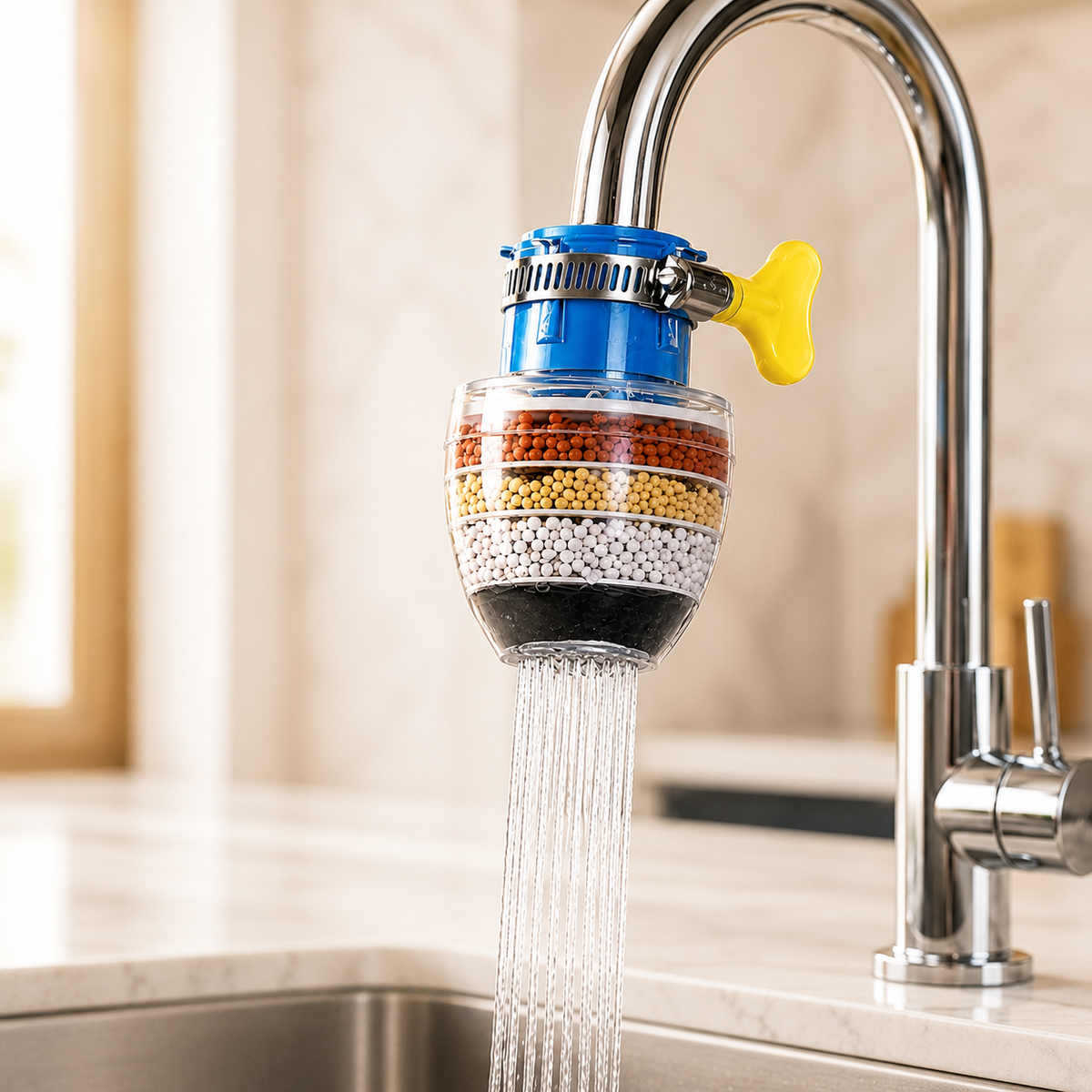 6-Layer Filter Faucet Shower Head – Anti-Splash Water-Saving Tap Purifier