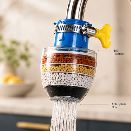 6-Layer Filter Faucet Shower Head – Anti-Splash Water-Saving Tap Purifier