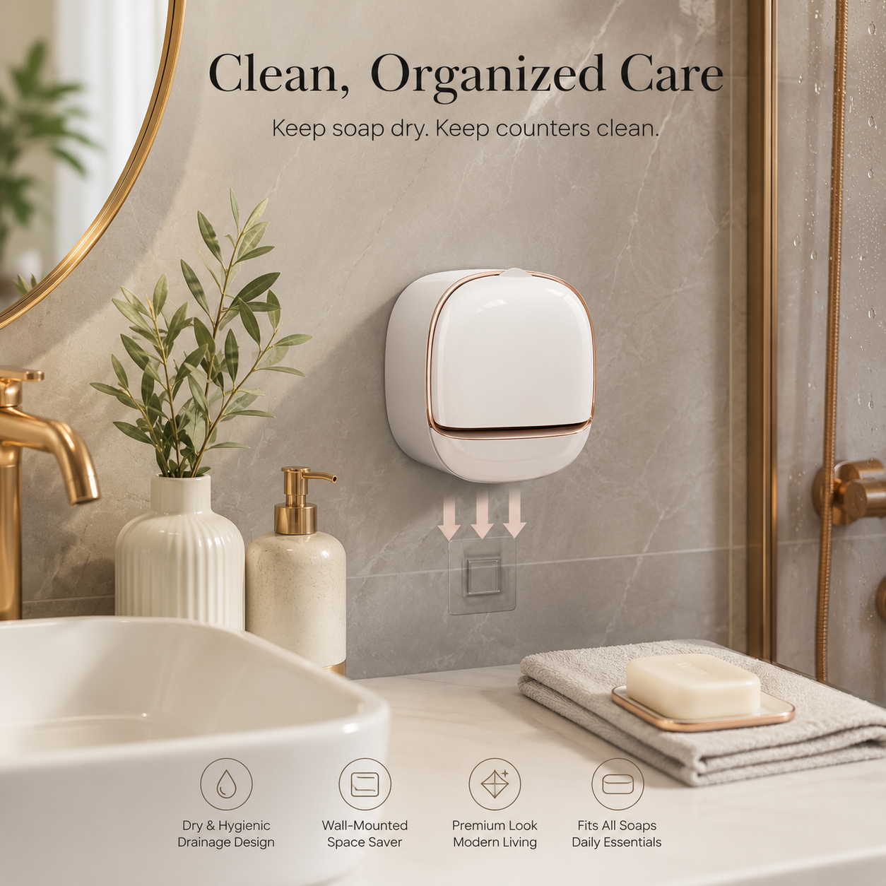 Wall-Mounted Punch-Free Draining Soap Holder – Luxury Soap Box
