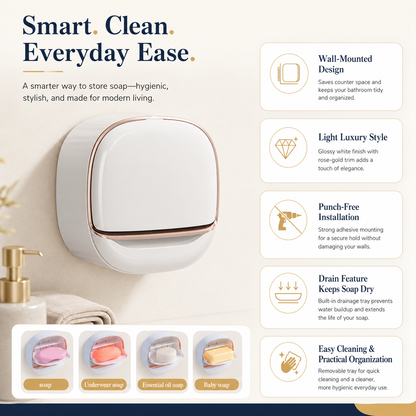 Wall-Mounted Punch-Free Draining Soap Holder – Luxury Soap Box