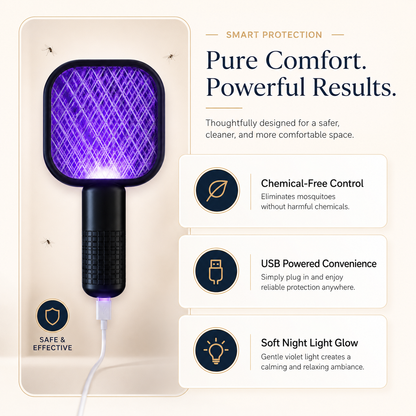 Electric USB Mosquito Killer Racquet Lamp – Wireless Insect Catcher