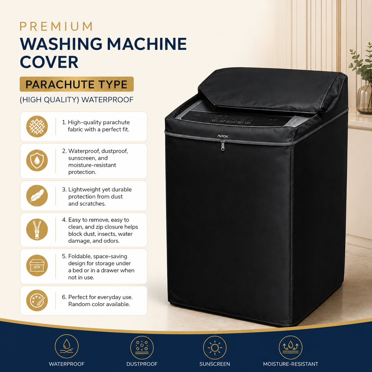 High-Quality Waterproof Washing Machine Cover – Parachute Type