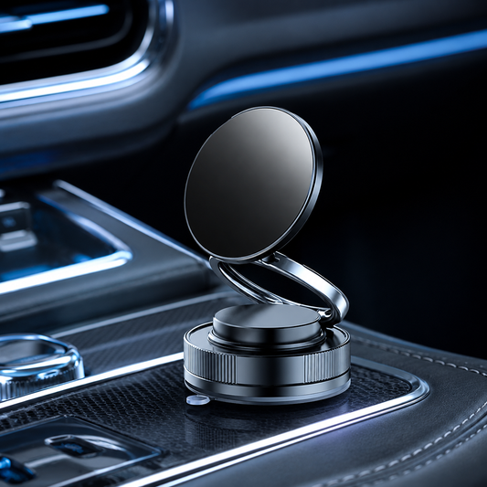 360° Folding Magnetic Phone Holder with Vacuum Suction Car Mount
