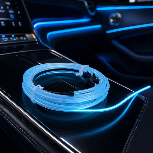 2M Flexible EL Wire LED Car Interior Ambient Light – Ice Blue