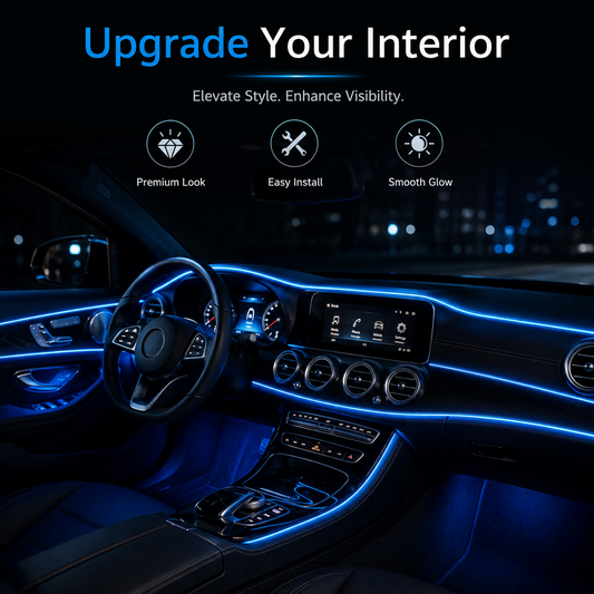 2M Flexible EL Wire LED Car Interior Ambient Light – Ice Blue