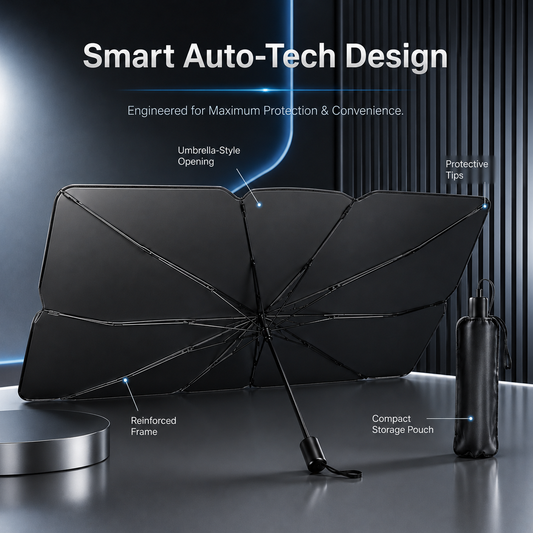 Premium Foldable Car Windshield Sun Shade Umbrella with UV Protection
