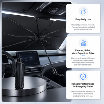 Premium Car Windshield Sun Shade Umbrella – Foldable UV Protection Car Front Glass Sun Protector