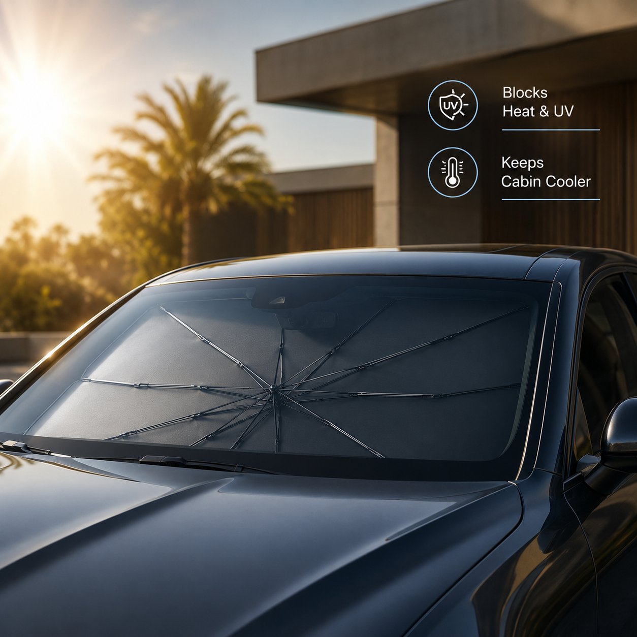 Premium Car Windshield Sun Shade Umbrella – Foldable UV Protection Car Front Glass Sun Protector
