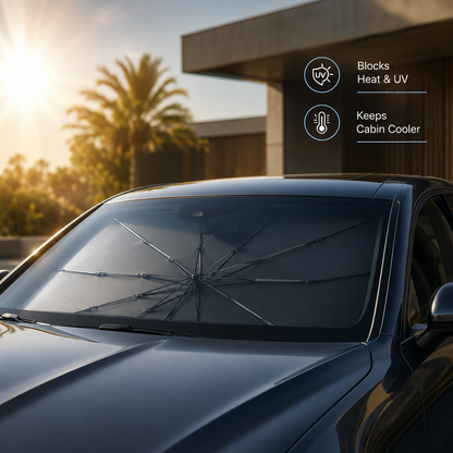Premium Car Windshield Sun Shade Umbrella – Foldable UV Protection Car Front Glass Sun Protector