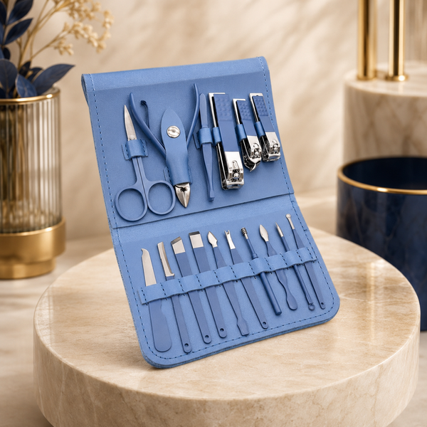 16-Piece Stainless Steel Manicure & Pedicure Grooming Kit with Travel Case