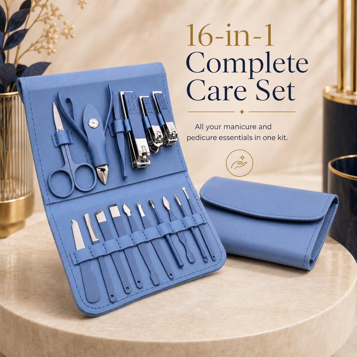 16-in-1 Professional Manicure & Pedicure Kit for Nail Care