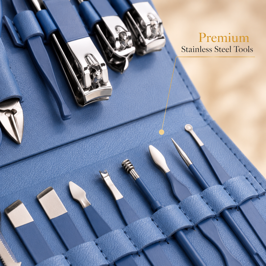 16-Piece Stainless Steel Manicure & Pedicure Grooming Kit with Travel Case