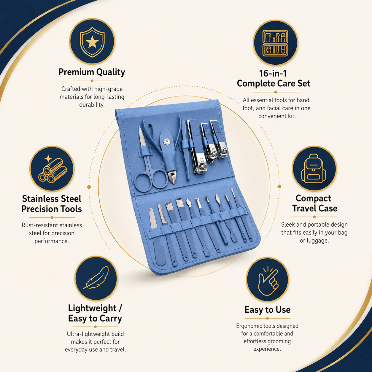16-in-1 Professional Manicure & Pedicure Kit for Nail Care