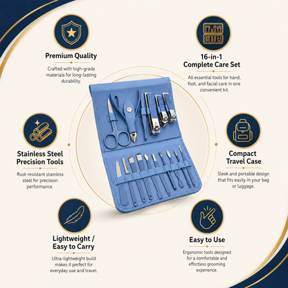 16-in-1 Professional Manicure & Pedicure Kit for Nail Care