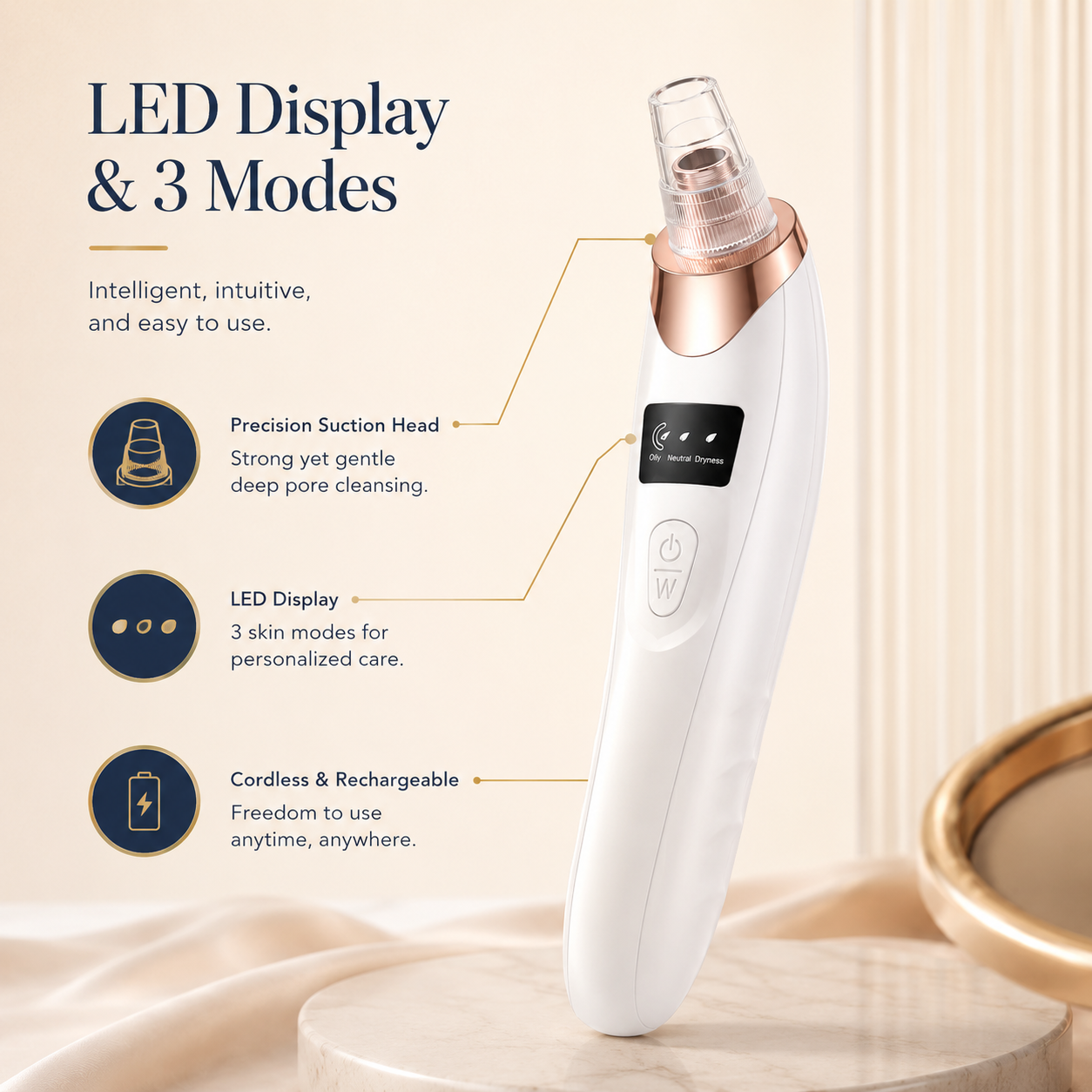 Digital Blackhead Remover Vacuum – Electric Pore Cleaner Facial Tool