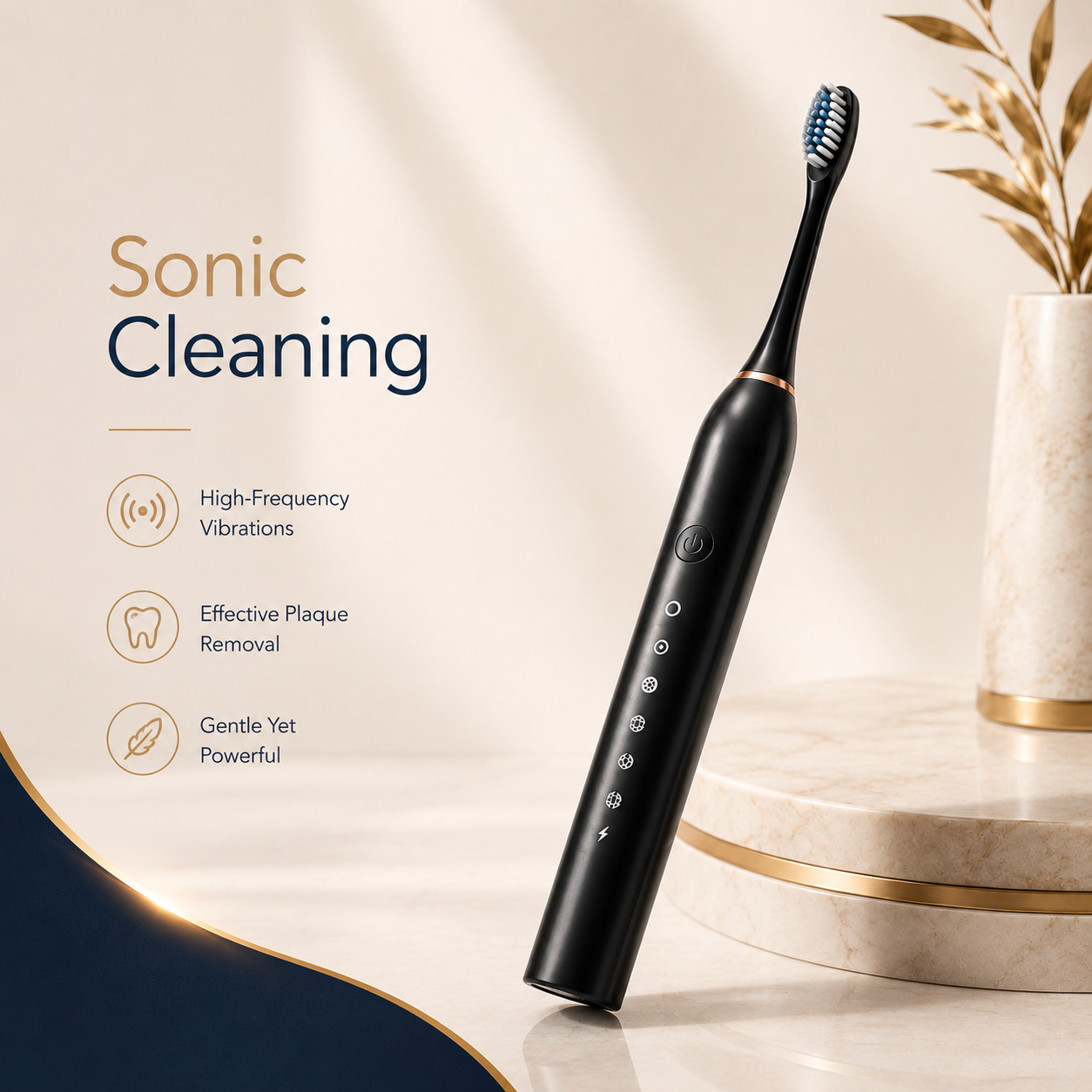 Rechargeable Sonic Electric Toothbrush with Soft Bristles