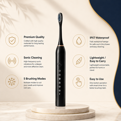 Rechargeable Sonic Electric Toothbrush with Soft Bristles
