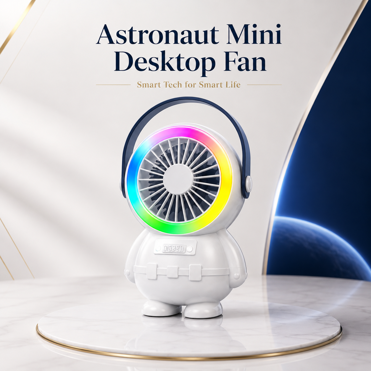 Astro Series Astronaut Mini Desktop Fan with RGB Night Light
