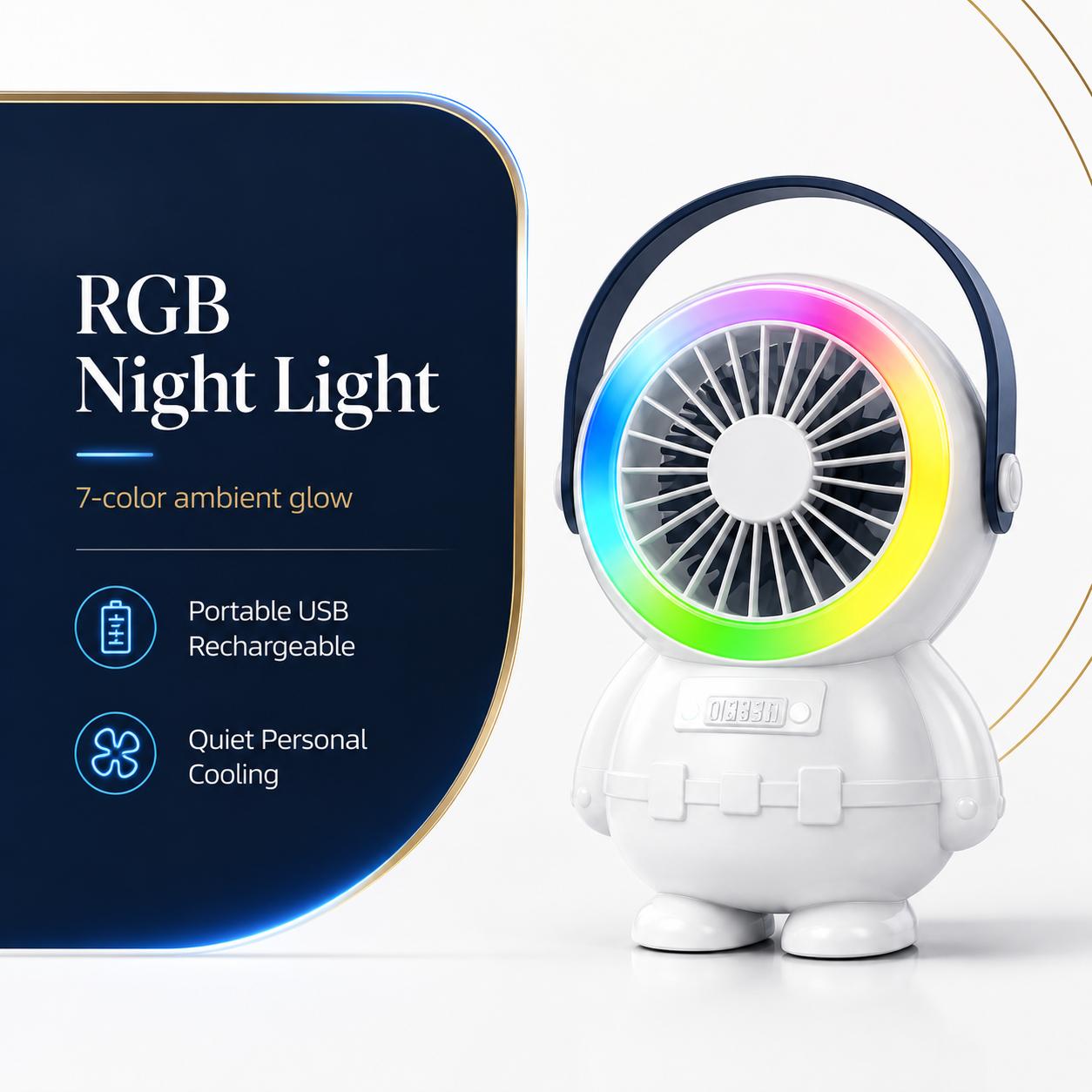 Astro Series Astronaut Mini Desktop Fan with RGB Night Light