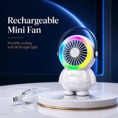 Astro Series Astronaut Mini Desktop Fan with RGB Night Light