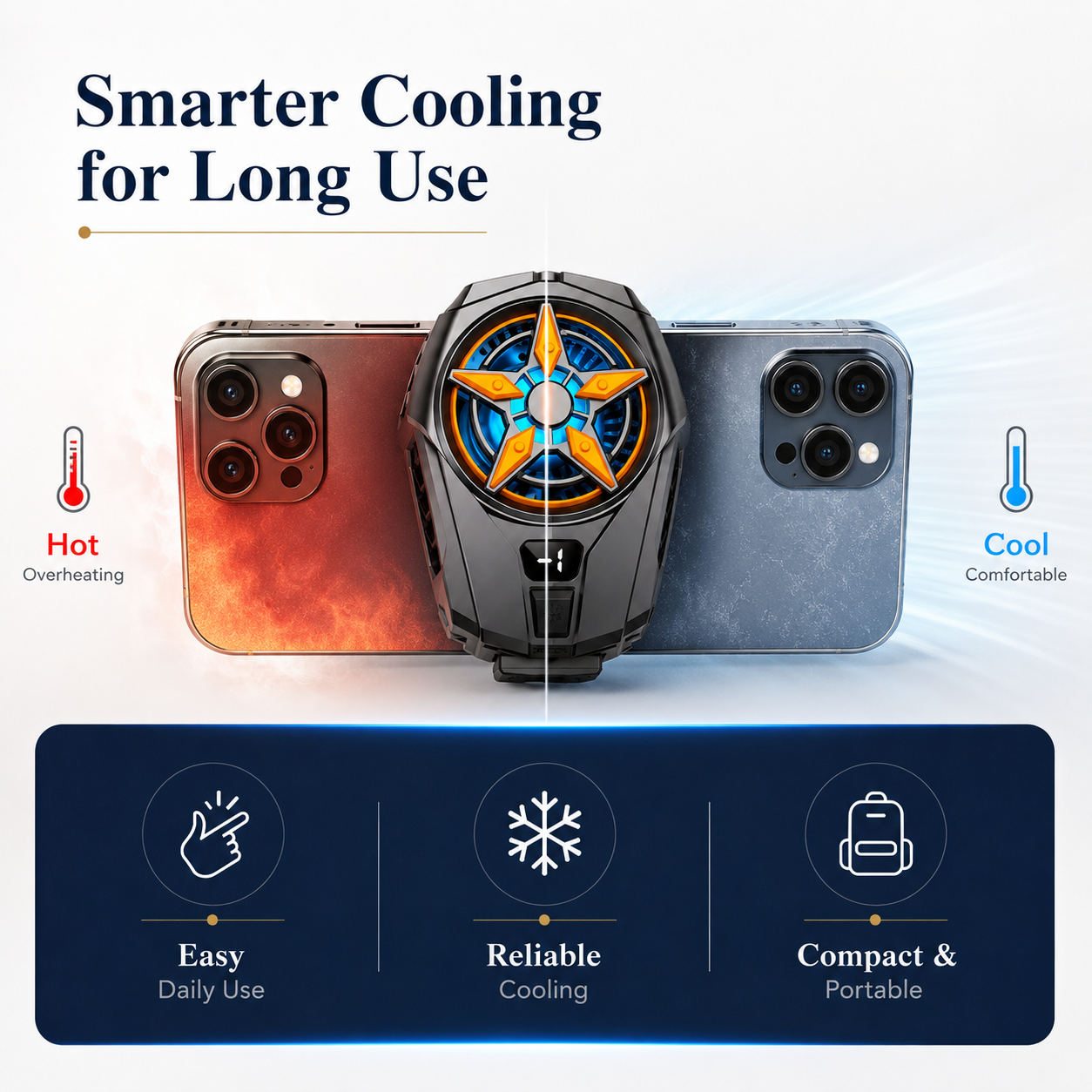 SL09 Phone Cooler Fan with Digital Display – Fast Cooling Radiator