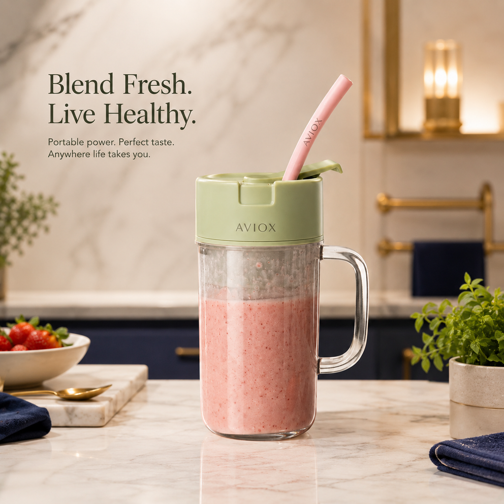 Portable Mini Juicer Blender with Built-In Straw – Smoothie Maker for Travel & Home