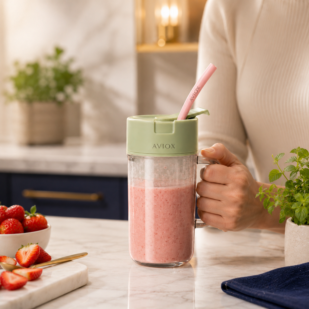 Portable Mini Juicer Blender with Built-In Straw – Smoothie Maker for Travel & Home
