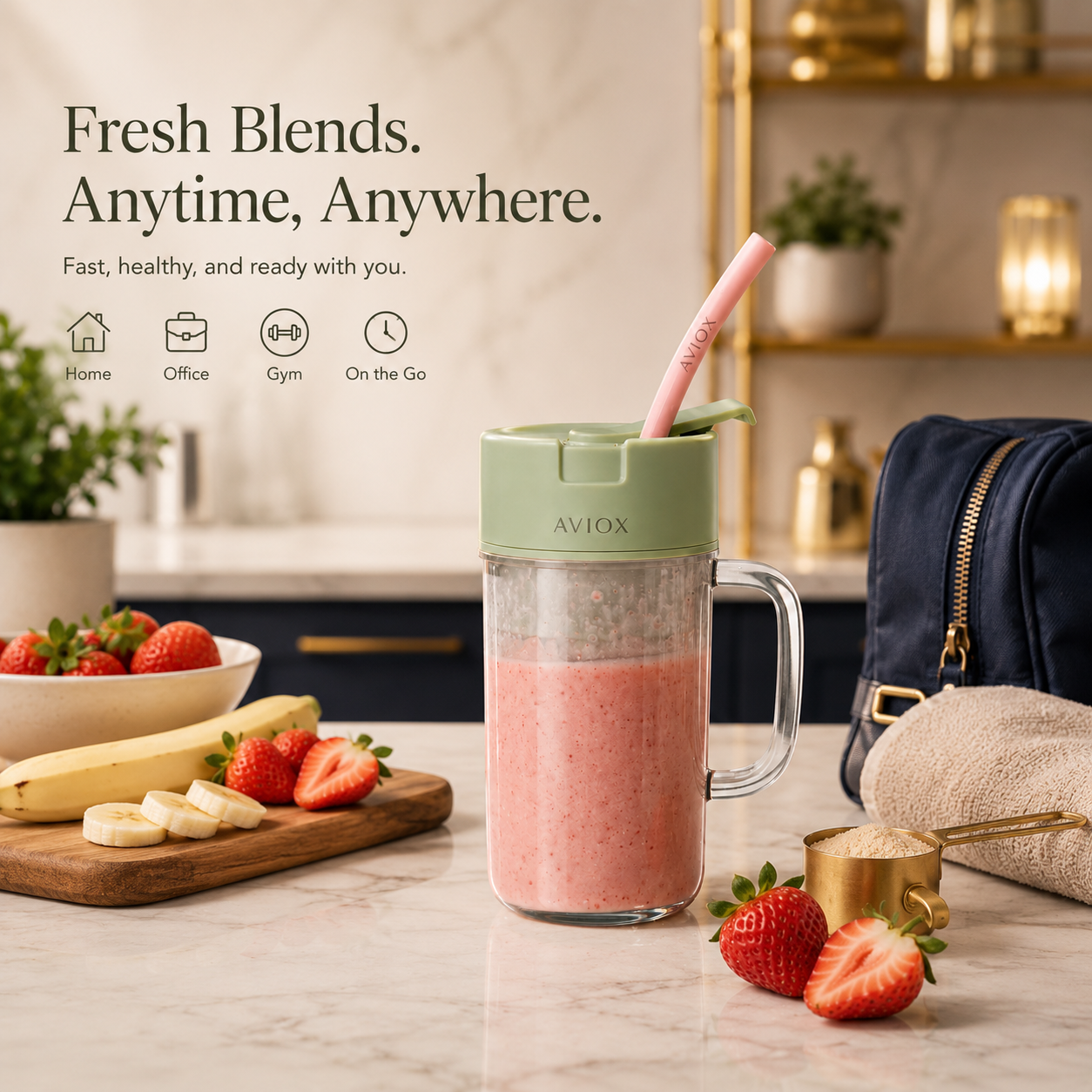 Portable Mini Juicer Blender with Built-In Straw – Smoothie Maker for Travel & Home