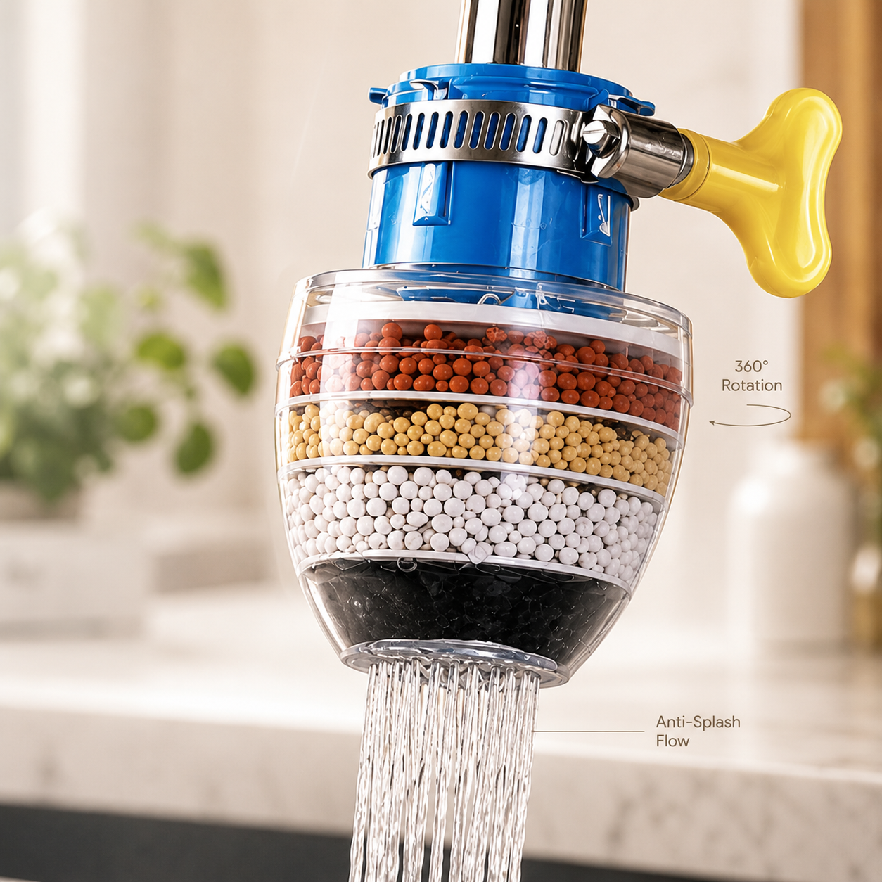 6-Layer Filter Faucet Shower Head – Anti-Splash Water-Saving Tap Purifier