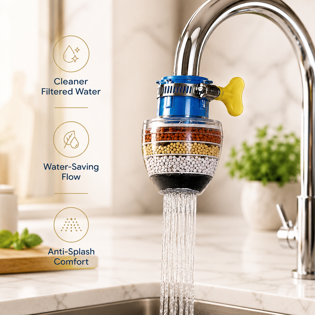 6-Layer Filter Faucet Shower Head – Anti-Splash Water-Saving Tap Purifier