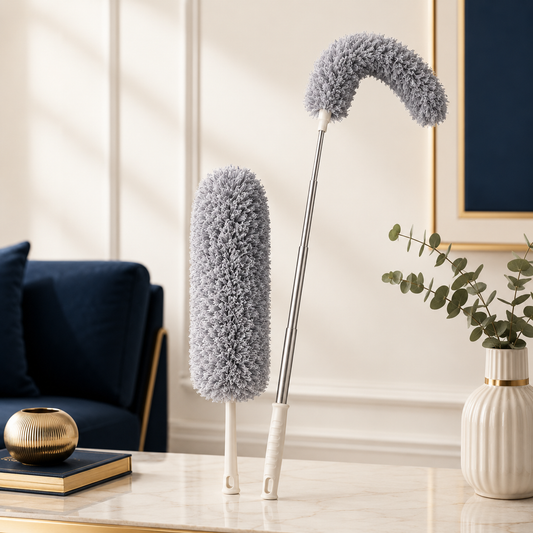 Microfiber Telescopic Fan Duster with 360° Flexible Head – Gray