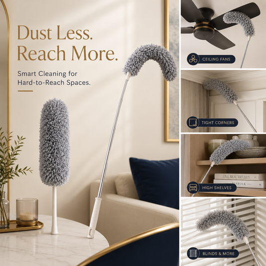 Microfiber Telescopic Fan Duster with 360° Flexible Head – Gray