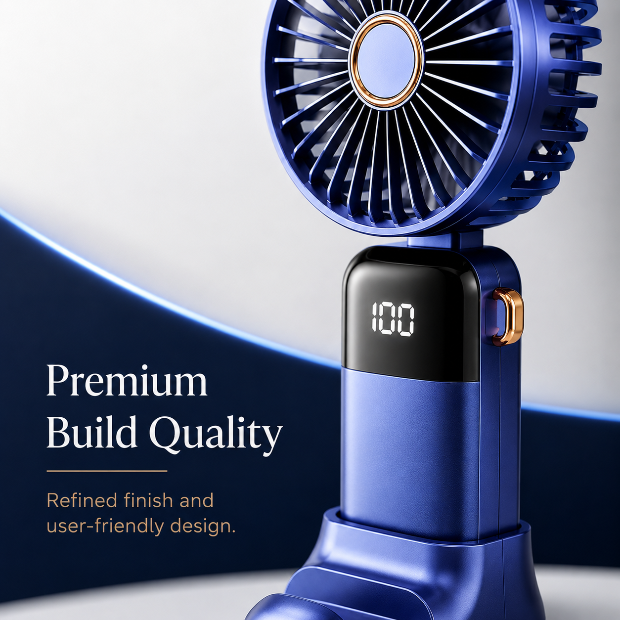 Digital Display 5-in-1 Portable Mini Fan – USB-C Rechargeable Handheld Fan